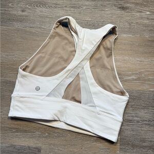lululemon athletica White Cross-Back Sports Bra with Beige Lining